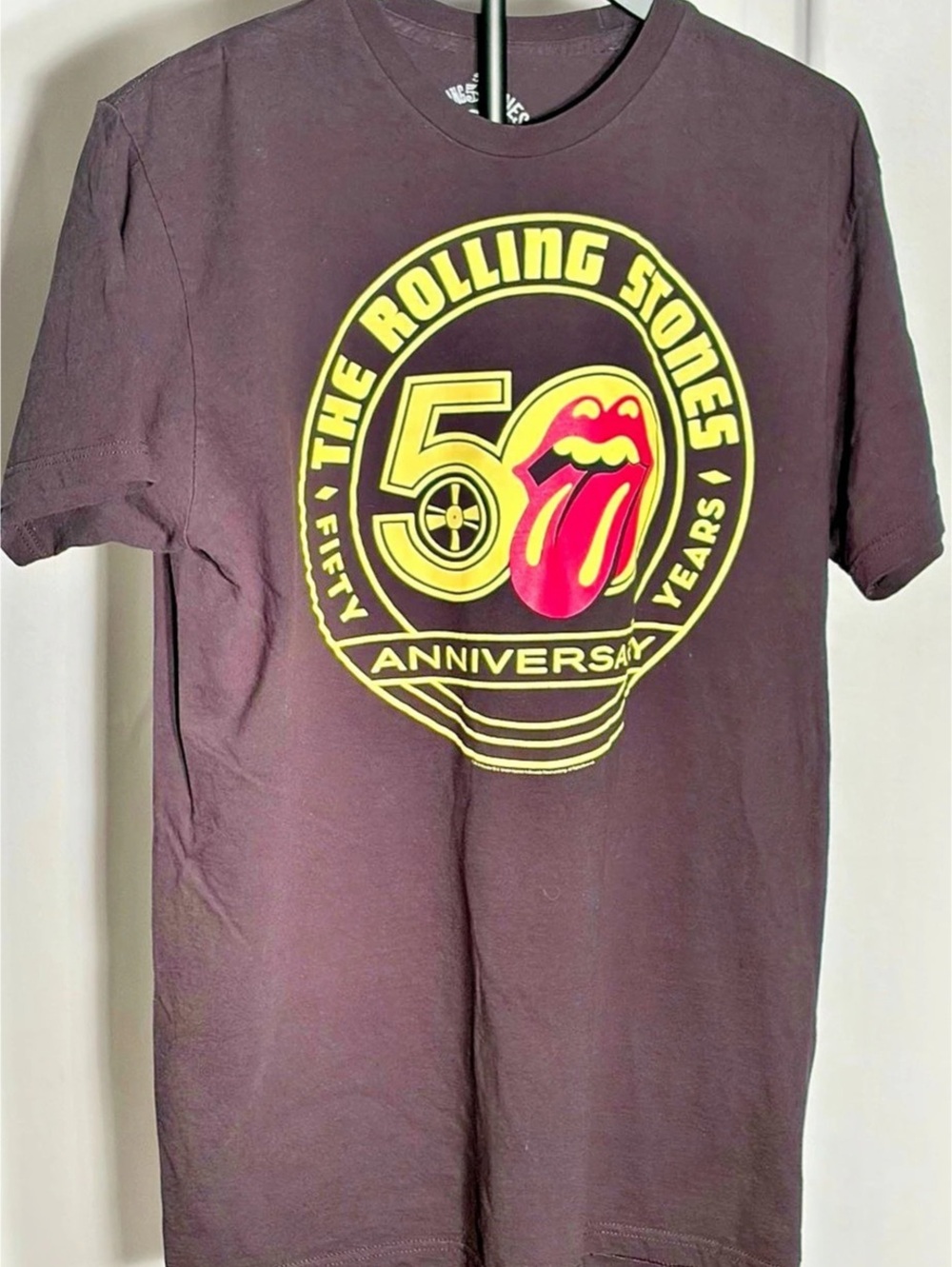 The Rolling Stones 50th Anniversary Tongue Graphic T-Shirt XL Brown & Yellow